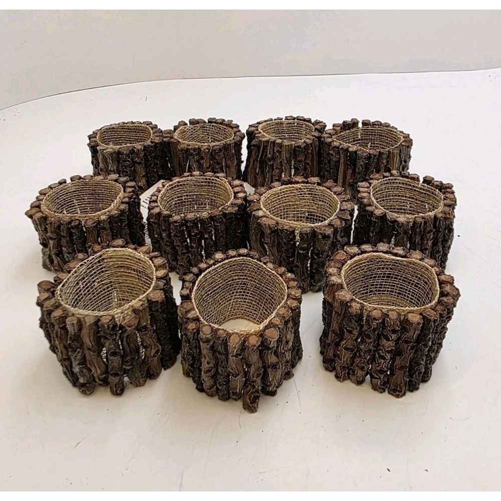 Napkin Rings Set 11 Faux Log Bark Rustic Cabin Woodland VTG Target Home